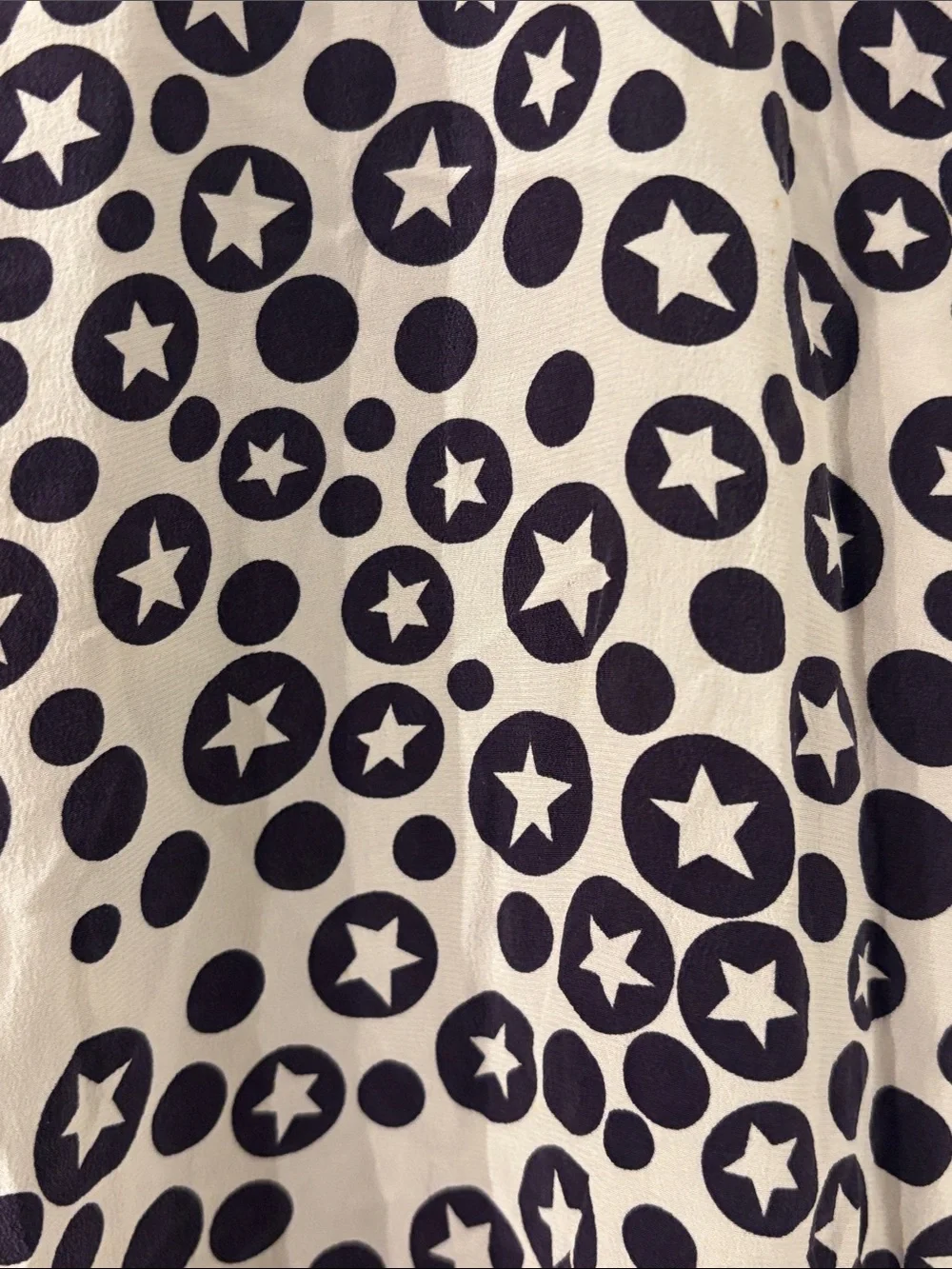 Vintage John Young 100% Silk Romper Size 8 Navy White Star Print Button Front